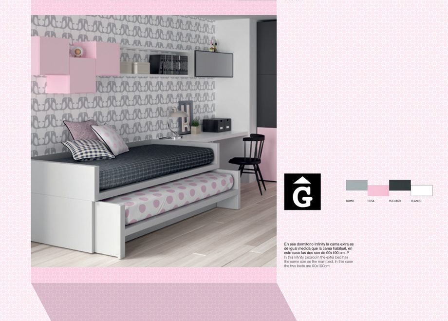 mobles Gifreu & JJP muebles Infinity habitació Juvenil Girona qualitat rosa