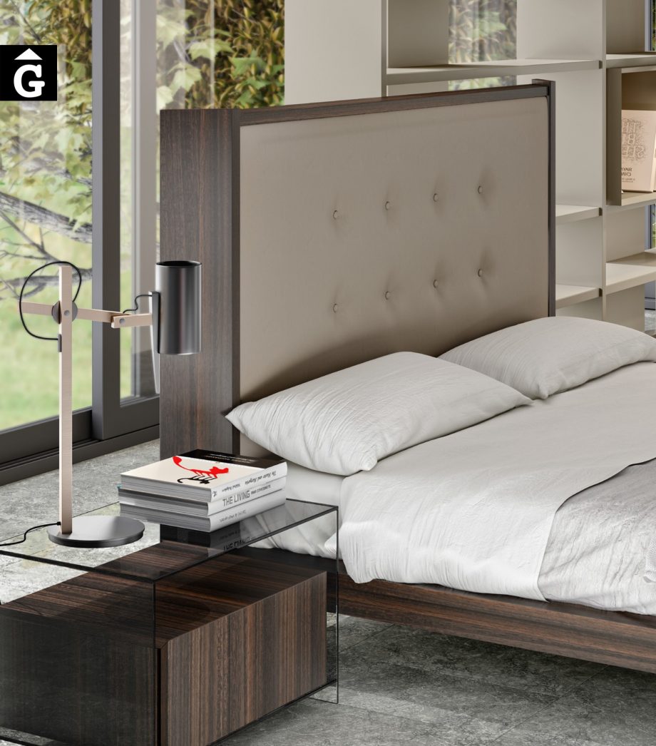 Detall llit Morgan-bedrooms-de-emede-mobles-by-mobles-gifreu-girona-espai-emede-epacio-emede-muebles-md-moble-habitatge-disseny-modern-qualitat-laca-xapa-natural