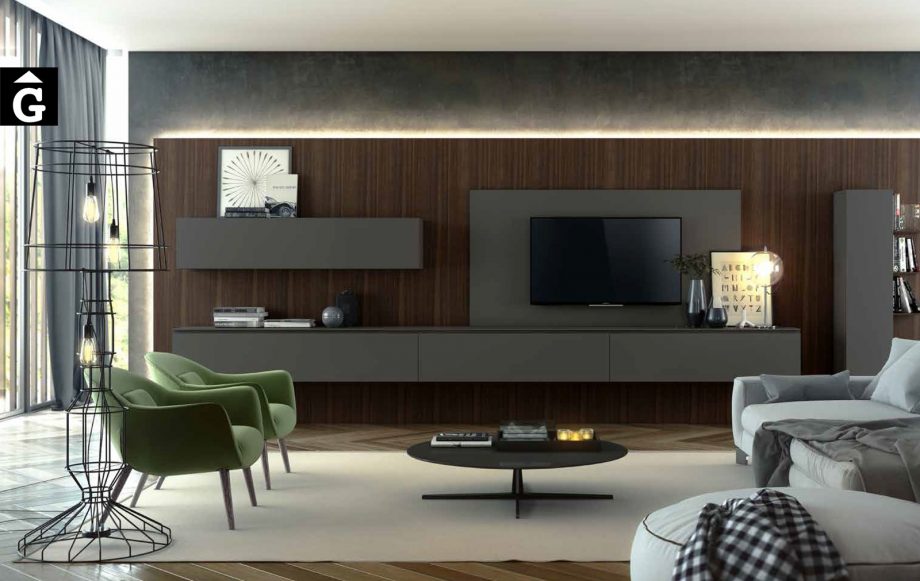 Composició moble menjador Televisió Area mobles Ciurans per mobles Gifreu programa modular disseny atemporal realitzat amb materials i ferratges de qualitat estil modern minimal