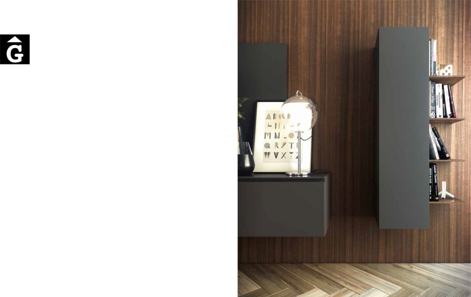 Detall Composició moble menjador Televisió Area mobles Ciurans per mobles Gifreu programa modular disseny atemporal realitzat amb materials i ferratges de qualitat estil modern minimal