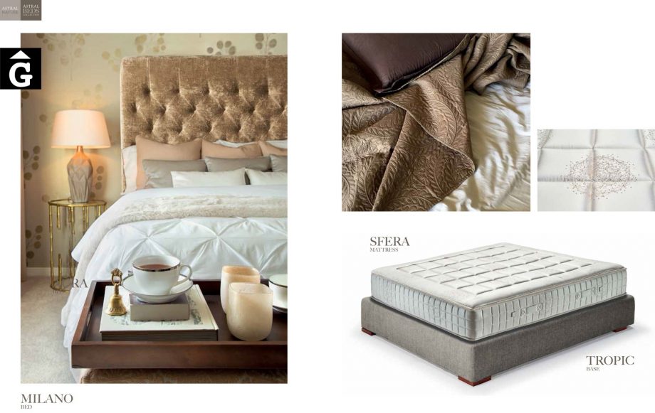 Milano llit entapissat detalls Beds Astral Nature descans qualitat natural i salut junts per mobles Gifreu