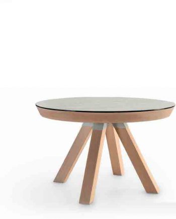 Taula-rodona-Water-extensible-sobre-Dekton-fons-blanc-Pure-Designs-mobles-Gifreu