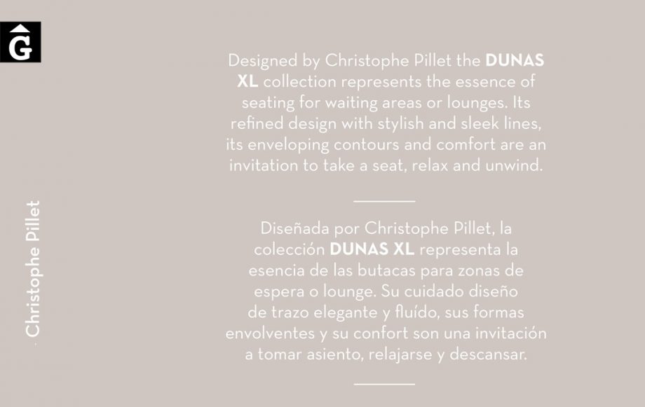 Butaca Dunas XL text Chiristophe Pillet Inclass mobles Gifreu