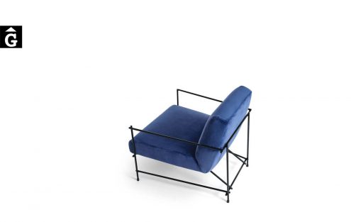 Butaca Kyo Ditre Italia entapissada blava vista del darrera - Ditre Italia Sofas disseny i qualitat alta by mobles Gifreu