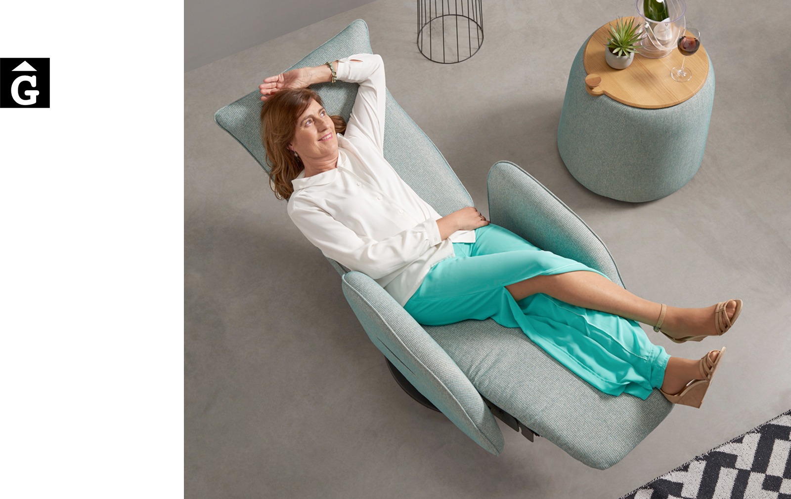 Butaca relax Bora estirada noia | Reys Ordoñez Sofas disseny i qualitat alta by mobles Gifreu