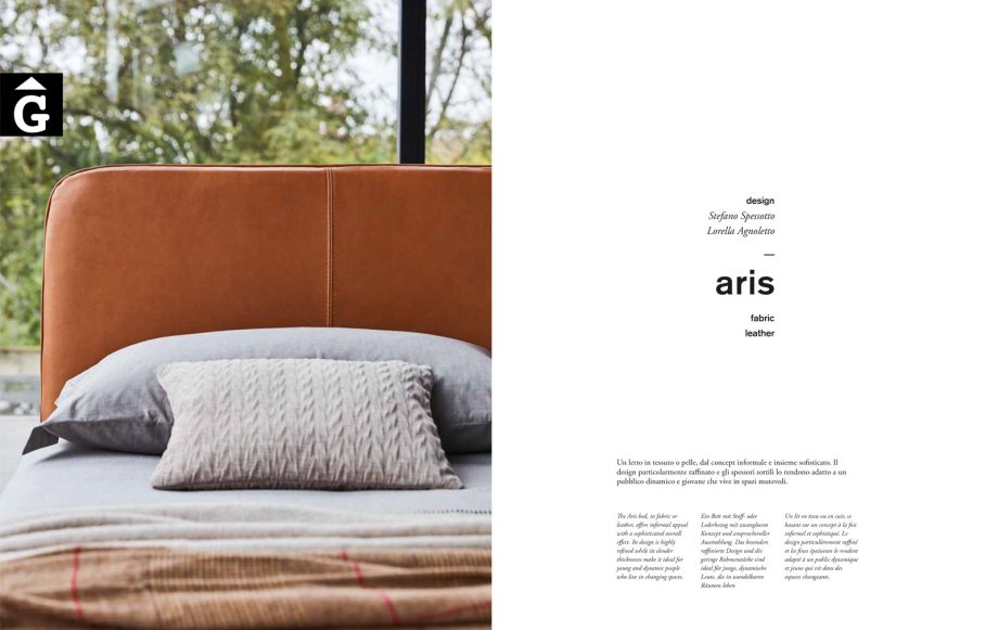 Lllit entapissat Aris detall capçal - Ditre Italia llits entapissats disseny i qualitat alta by mobles Gifreu
