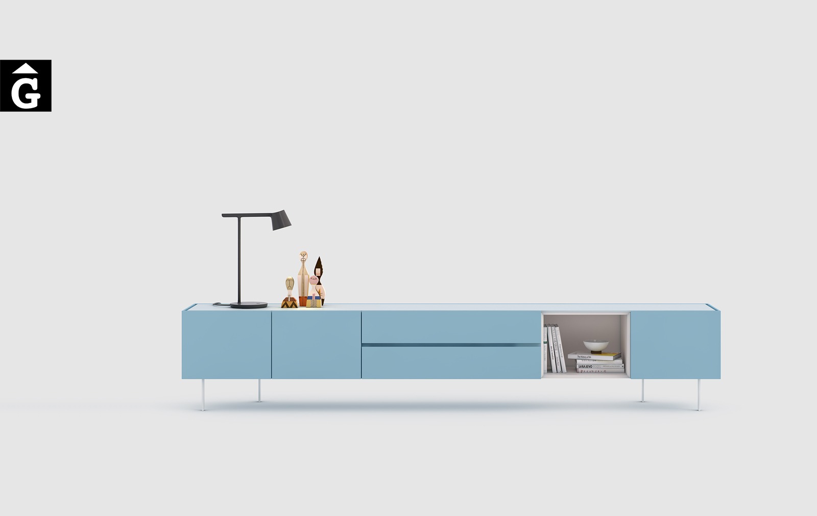 Moble TV laca blau | Area One | mobles Ciurans | mobles Gifreu
