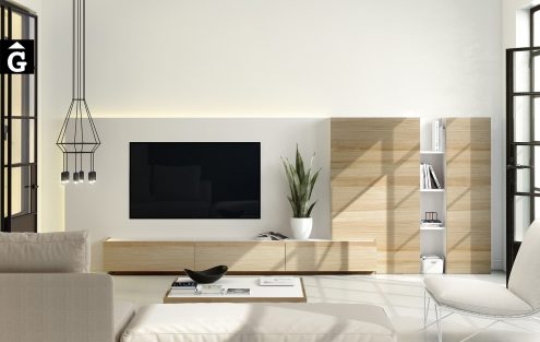 Composició moble Tv Area | Xapa Roure natural i laca blanca | mobles Ciurans | mobles Gifreu
