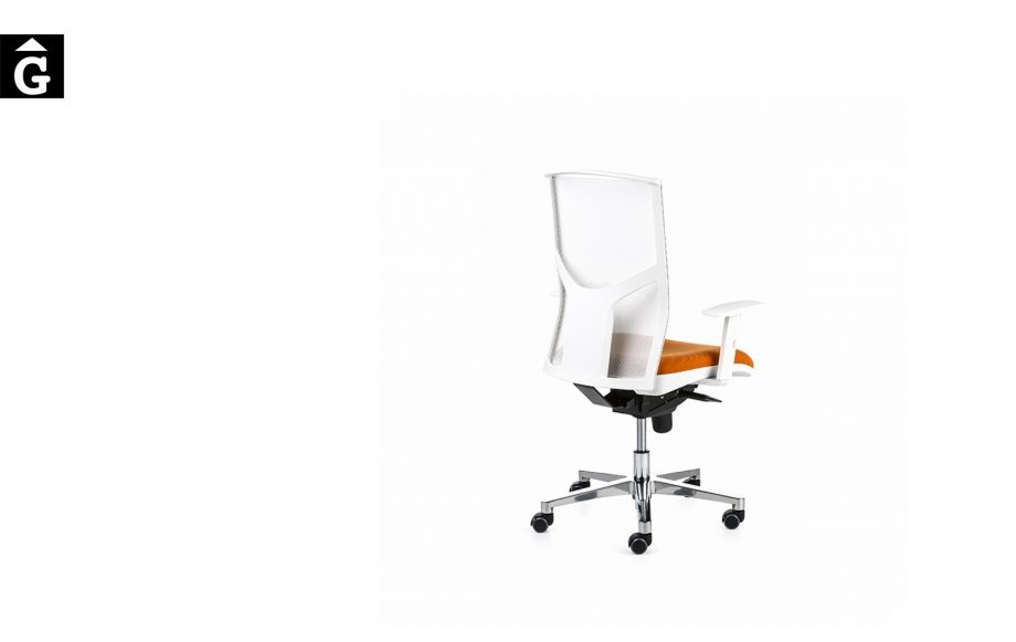 Cadira despatx Akita Pro | Blanc i taronja | Vista darrera | Dile | mobiliari d'oficina molt interessant | Dileoffice | mobles Gifreu | botiga | Contract | Mobles nous oficina