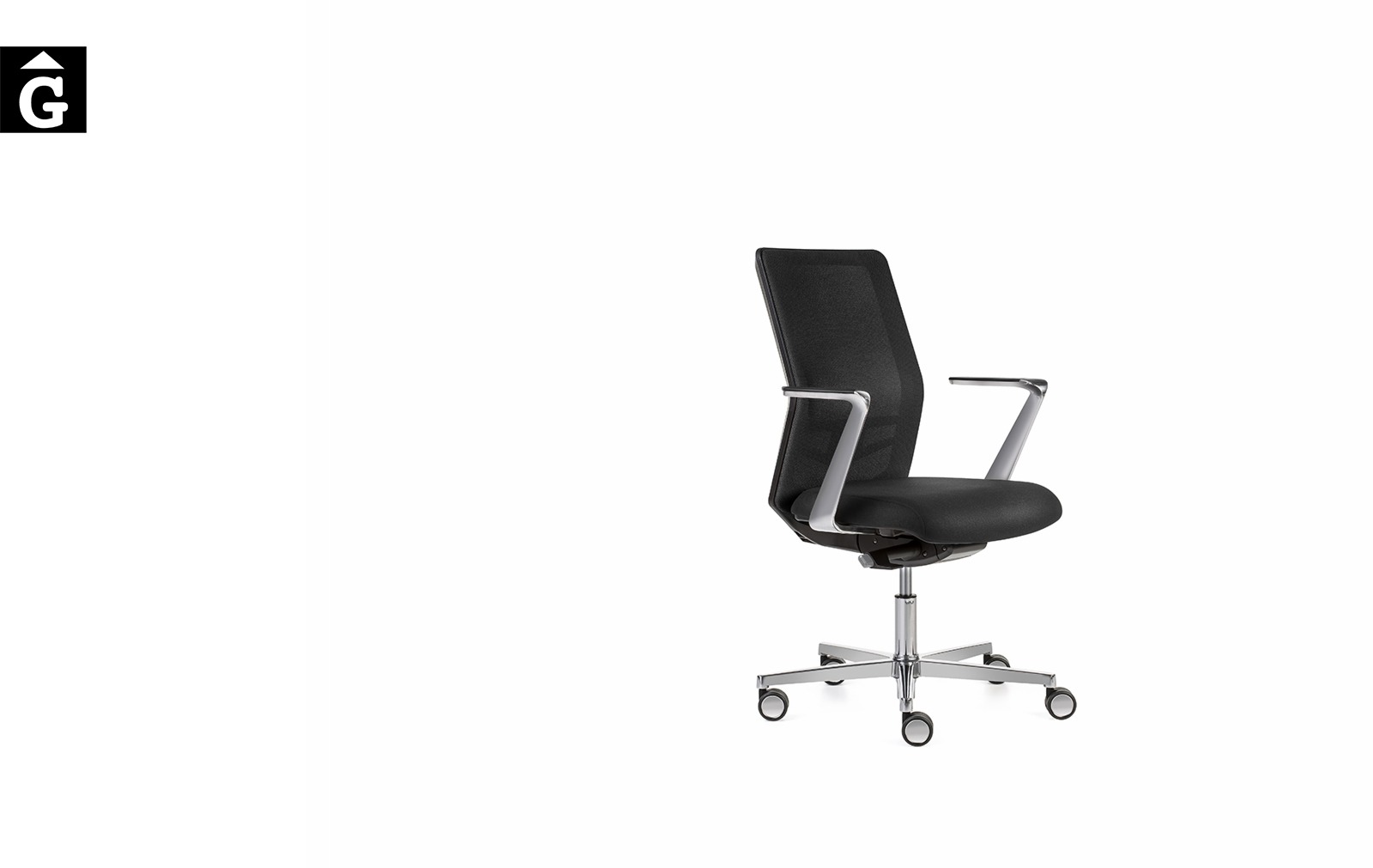 Cadira treball Equis crom i negre | Jorge Pensi | Dile | mobiliari d’oficina molt interessant | mobles Gifreu | botiga | Contract | Mobles nous oficina