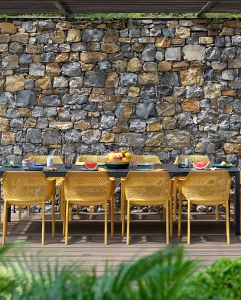 Taula Rio Alu i Cadira Net Senape | Nardi | mobiliari d'exterior amb disseny i a preus perfectes