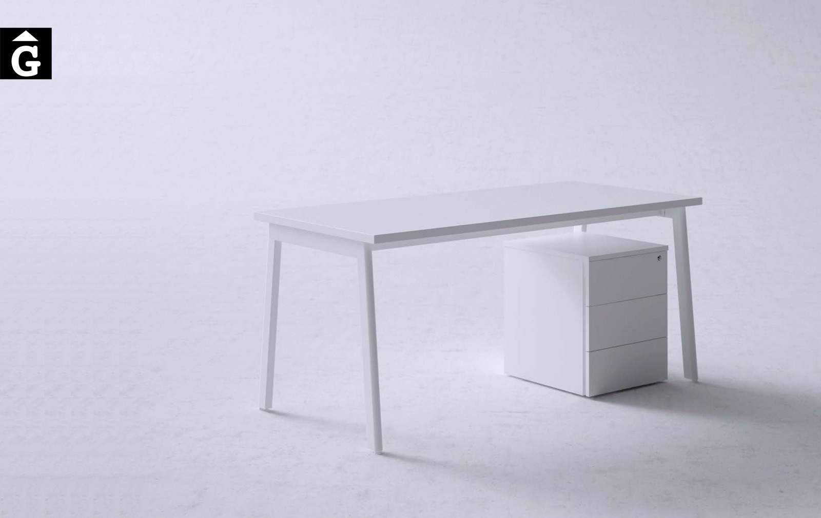 Taula operativa M10 blanca | Disseny Mario Ruiz | Forma 5 | mobiliari d’oficina molt interessant | mobles Gifreu | botiga | Contract | Mobles nous d’oficina