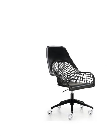 Cadira amb rodes i malla pell Guapa DPA CU de MIDJ Disseny Sempere#Poli |Taules i cadires de disseny actual | modern i conservador| casual i elegant | mobles Gifreu | Productes de qualitat