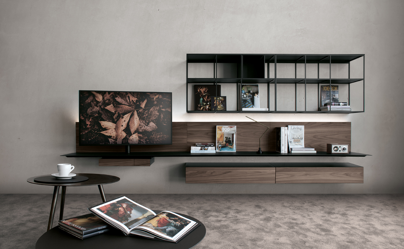 Moble Tv Atelier AT11 i llibreria estil minimalista AT11 realitzat per Extendo