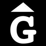 G amb triangle logo mobles Gifreu blanc fons negr
