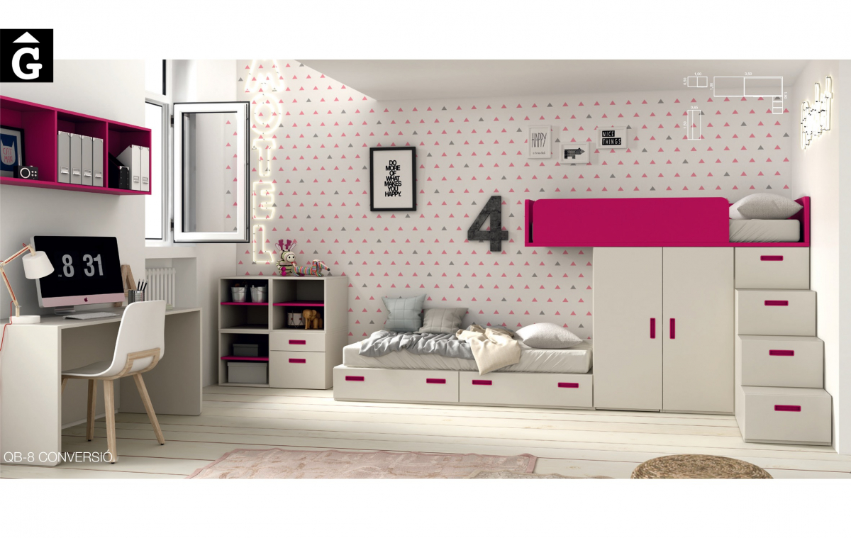 Llitera baranes. Llit convertible nadó QB Tegar by Mobles GIFREU Girona modern minim elegant atemporal