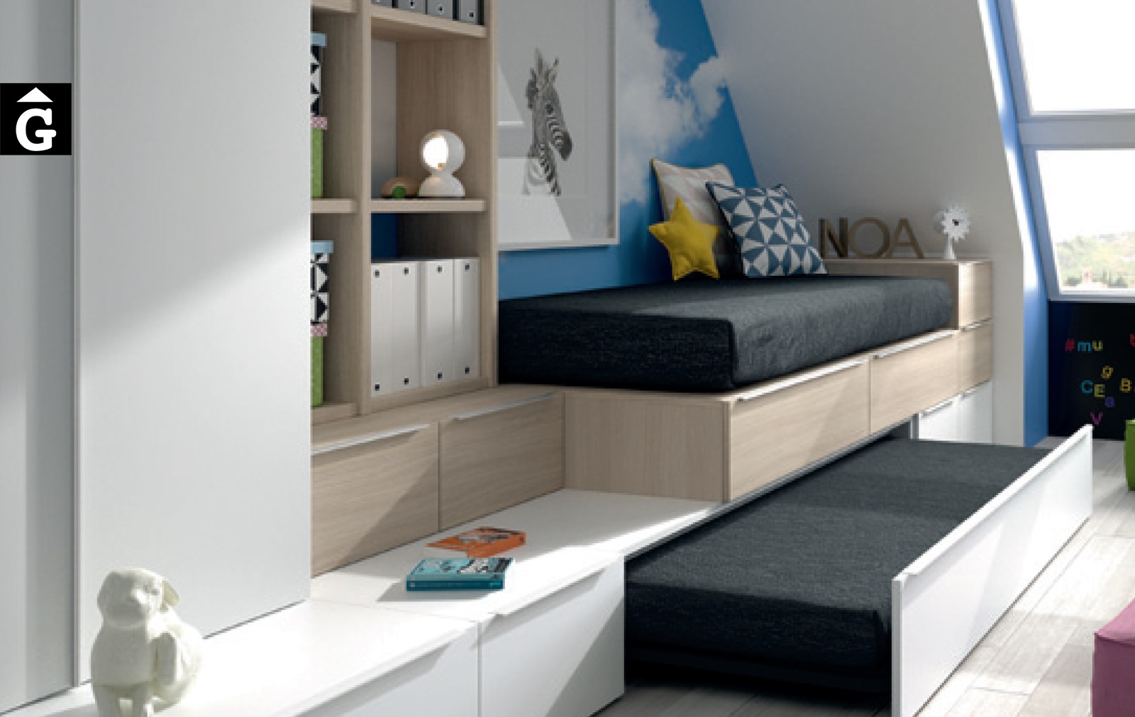 Llit niu i calaixos blanc-bedrooms-infinity-muebles-jjp-by-mobles-gifreu-llits-de-nado-infantil-juvenil-singel-disseny-actual-qualitat