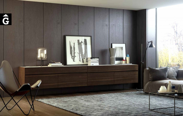 Aparador penjat a paret panelada Eucalipto Area mobles Ciurans per mobles Gifreu programa modular disseny atemporal realitzat amb materials i ferratges de qualitat estil modern minimal