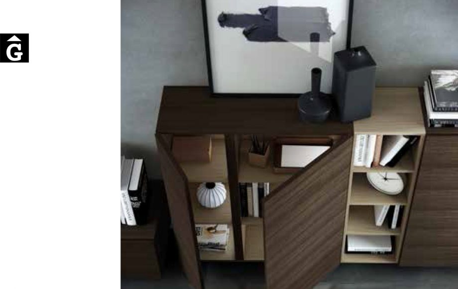 Composició moble Tv + aparador + petita llibreria Area mobles Ciurans per mobles Gifreu programa modular disseny atemporal realitzat amb materials i ferratges de qualitat estil modern minimal