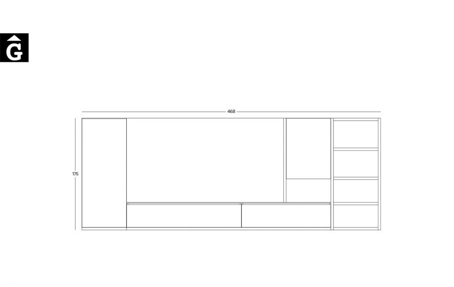 Tecnic composició TV Area mobles Ciurans per mobles Gifreu programa modular disseny atemporal realitzat amb materials i ferratges de qualitat estil modern minimal