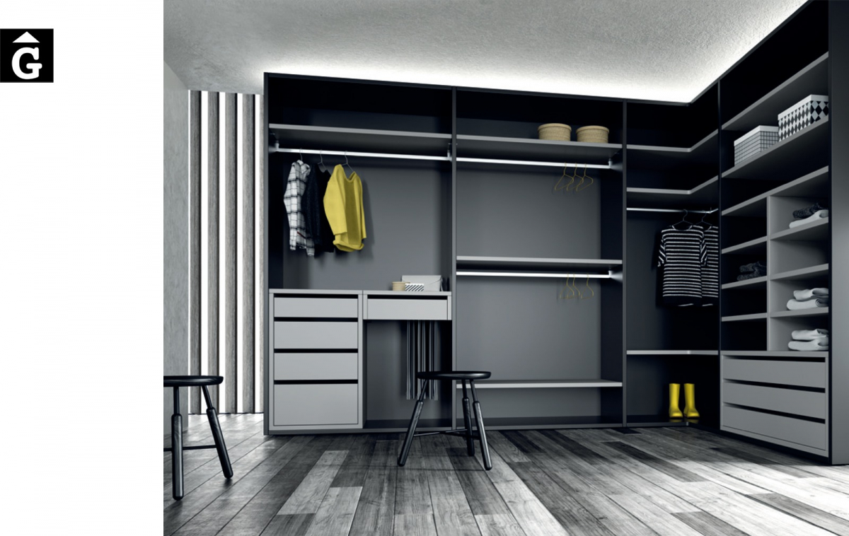 Vestidor acabats Vulcano i gris JJP NoLimits by Mobles GIFREU Girona Armaris a mida modern minim elegant atemporal