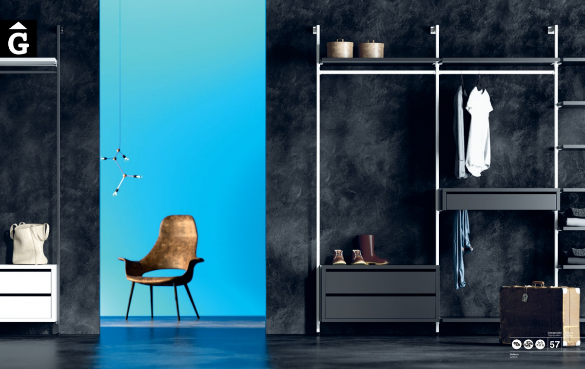 Vestidor suports metàlics quadrats VulcanoJJP NoLimits by Mobles GIFREU Girona Armaris a mida modern minim elegant atemporal