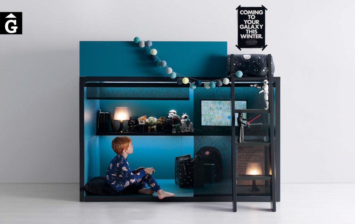 Llit espai joc QBn 4 blau Tegar by nobles GIFREU Girona modern minim elegant atemporal