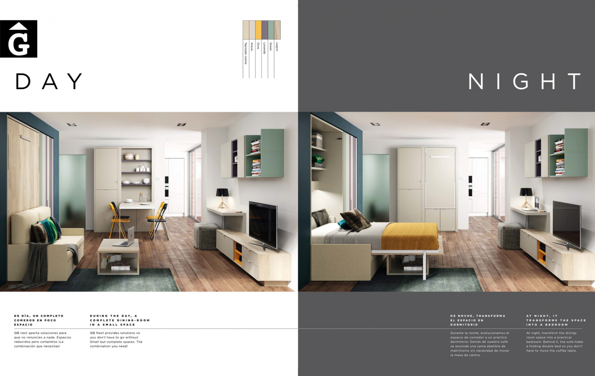 Dia i nit Sala estar habitació llit gran QB NEXT Tegar by nobles GIFREU Girona modern minim elegant atemporal