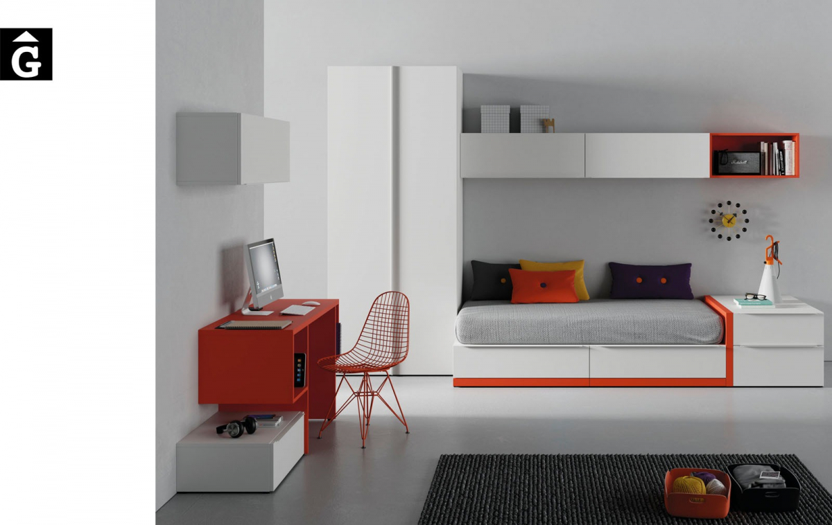 Llit calaixos Infinity 02 Blanc Orange Jotajotape jjp by mobles Gifreu
