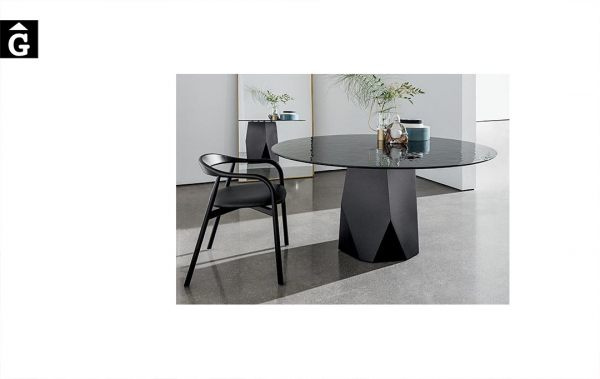 Taula rodona Deod Black vidre translucid de Sovet italy