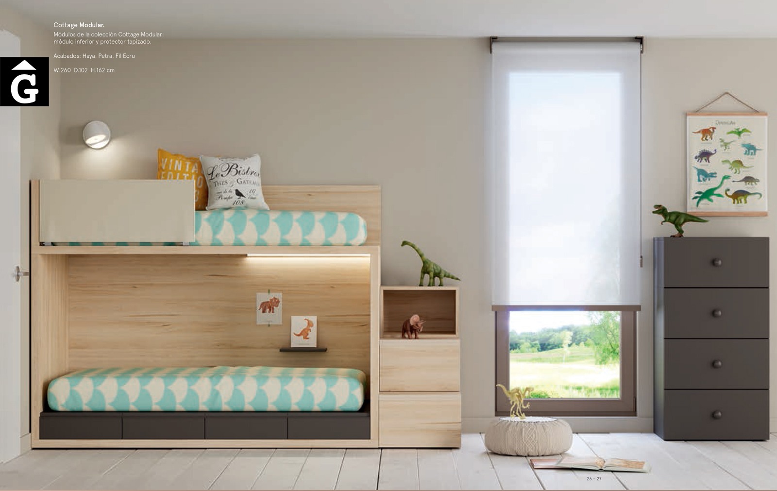 Habitació Juvenil llitera Cottage amb calaixos-escala I lagrama | mobles Gifreu