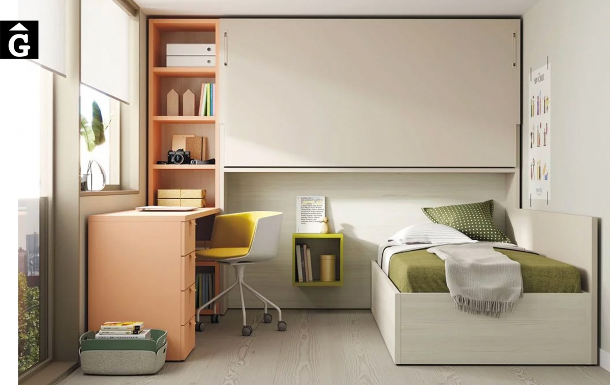 Habitació juvenil amb llit abatible alt | Up & Down | llits abatibles | Pràctics, saludables i segurs | Jotajotape | mobles Gifreu