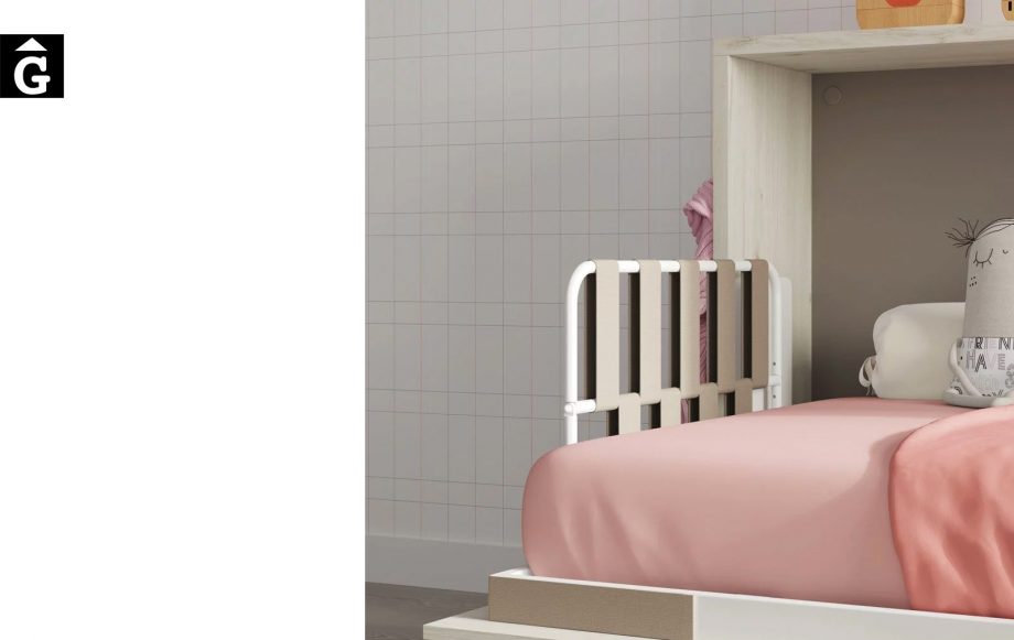 Habitació juvenil amb llit abatible horitzontal | detall capçal | Up & Down | llits abatibles | Pràctics, saludables i segurs | Jotajotape | mobles Gifreu
