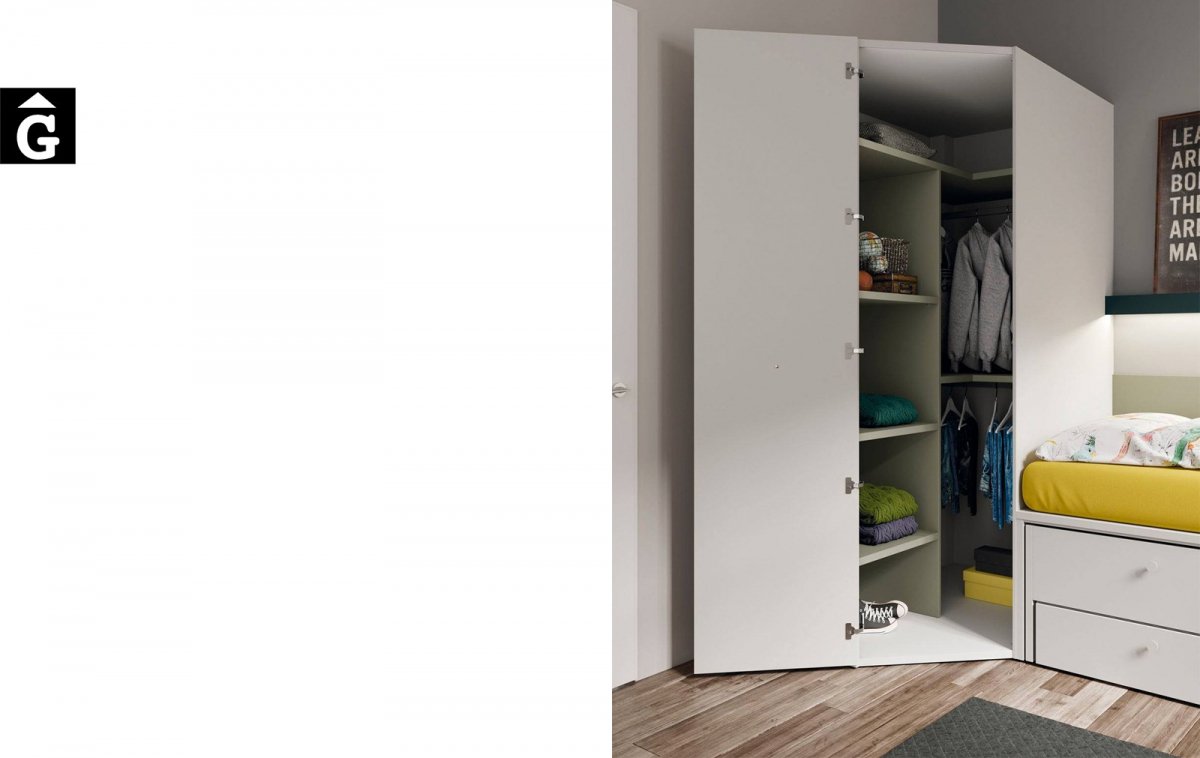Habitació juvenil amb llit lliscant reverse | Armari vestidor cantoner | lagrama | mobles Gifreu
