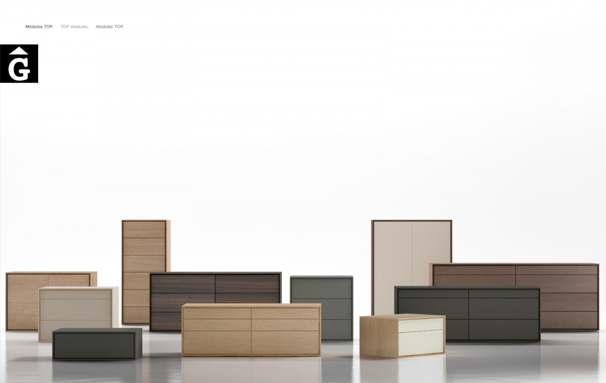Moduls Top | Tauletes | Calaixeres | Xinfoniers | Habitacions de qualitat | Bedrooms Emede MD by mobles Gifreu Llits grans matrimoni singel disseny actual qualitat premium