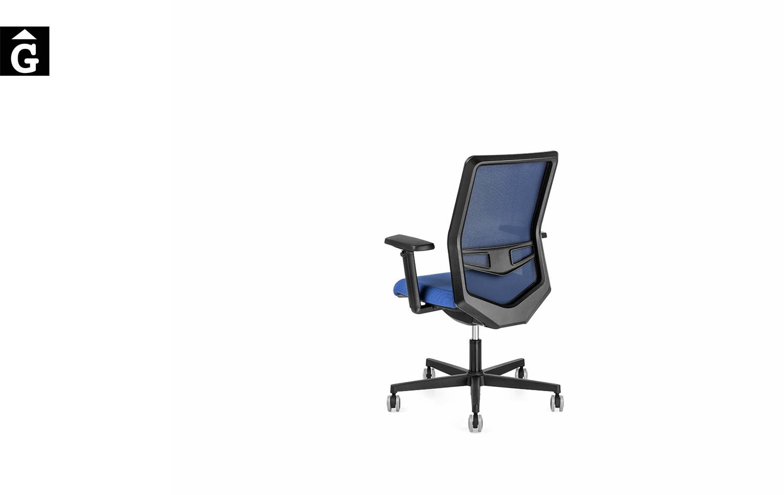 Cadira oficina Equis Negre i blau | Vista darrera | Dileoffice | Dile | mobiliari d’oficina molt interessant | mobles Gifreu | botiga | Contract | Mobles nous oficina