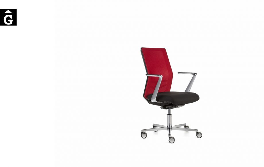 Cadira oficina Equis crom i vermell | Vista perfil | Dileoffice | Dile | mobiliari d'oficina molt interessant | mobles Gifreu | botiga | Contract | Mobles nous oficina