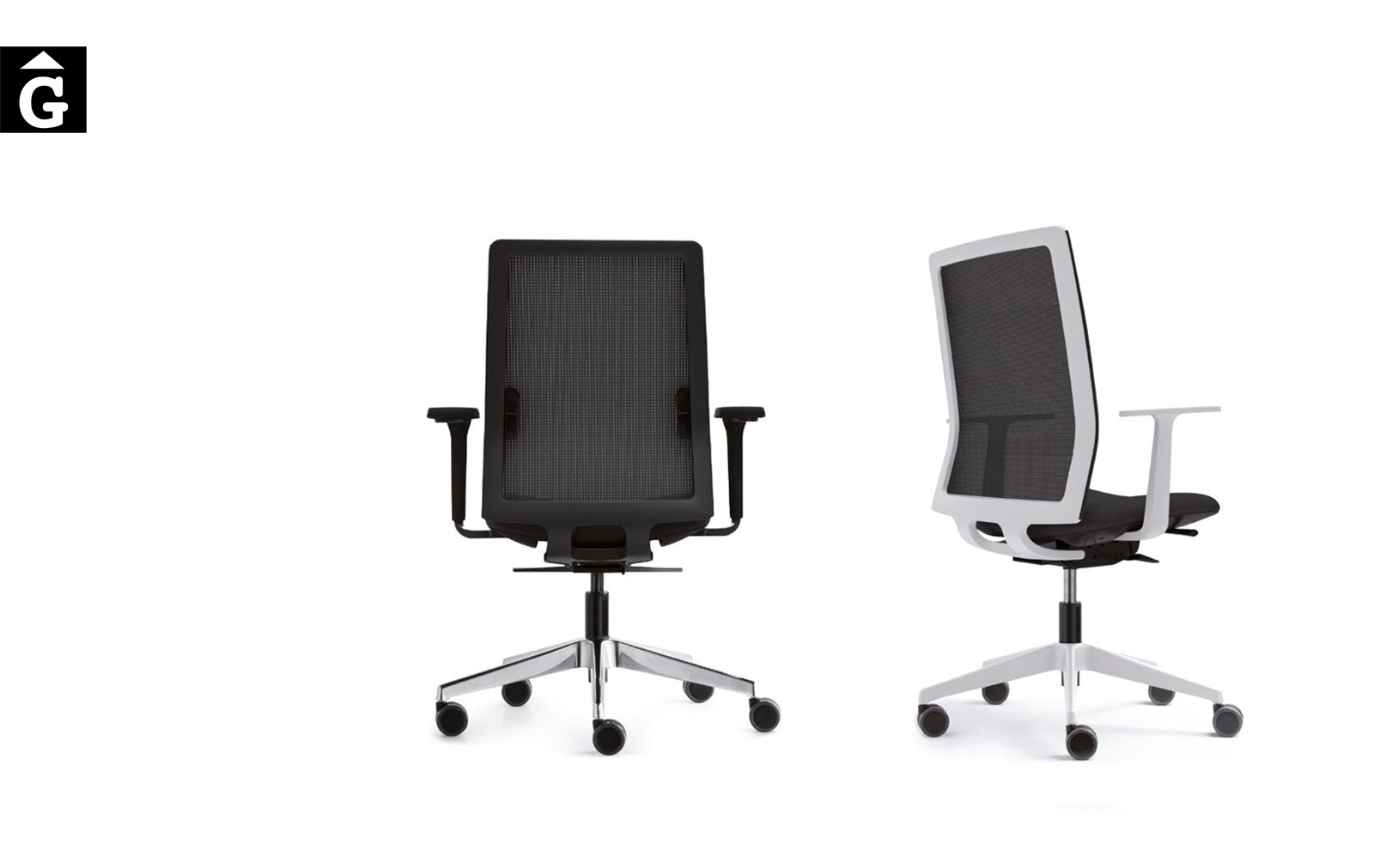 Cadira operativa Sentis | Blanc i negra | Forma 5 | mobiliari d’oficina molt interessant | mobles Gifreu | botiga | Contract | Mobles nous d’oficina