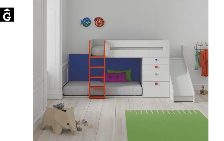 Habitació infantil amb llit tobogan Up | Infinity | llits abatibles | Pràctics, saludables i segurs | Jotajotape | mobles Gifreu