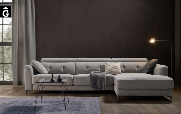 Sofà chaise longue seients lliscants Claudia| Bobbio | Sofàs a mida | grans | llargs | Moderns | Modulars | Per a casa | Comprar sofà | mobles Gifreu | Botiga | Distribuïdor Girona
