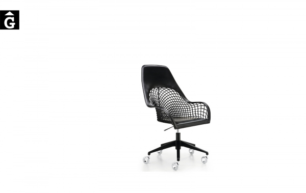 Cadira amb rodes i malla pell Guapa DPA CU de MIDJ Disseny Sempere#Poli |Taules i cadires de disseny actual | modern i conservador| casual i elegant | mobles Gifreu | Productes de qualitat