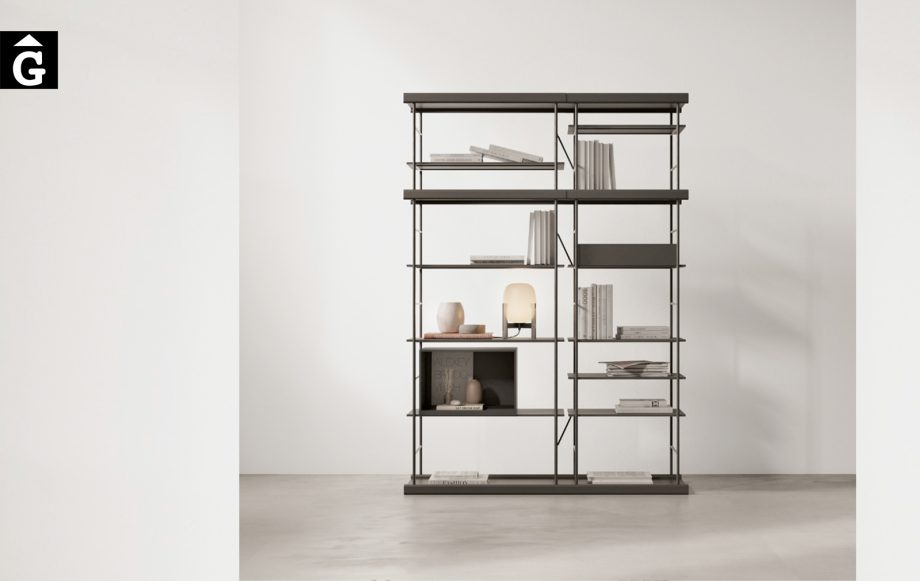 Llibreria Bost Dark | Ferro i fusta | Sistema modular estanteria Bost dissenyat per Yonoh | Treku | mobles contemporanis amb tradició | mobles Gifreu