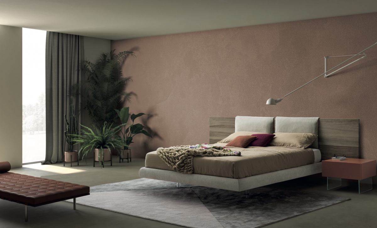 Habitació llit gran sospès Capçalera entapissada Zen