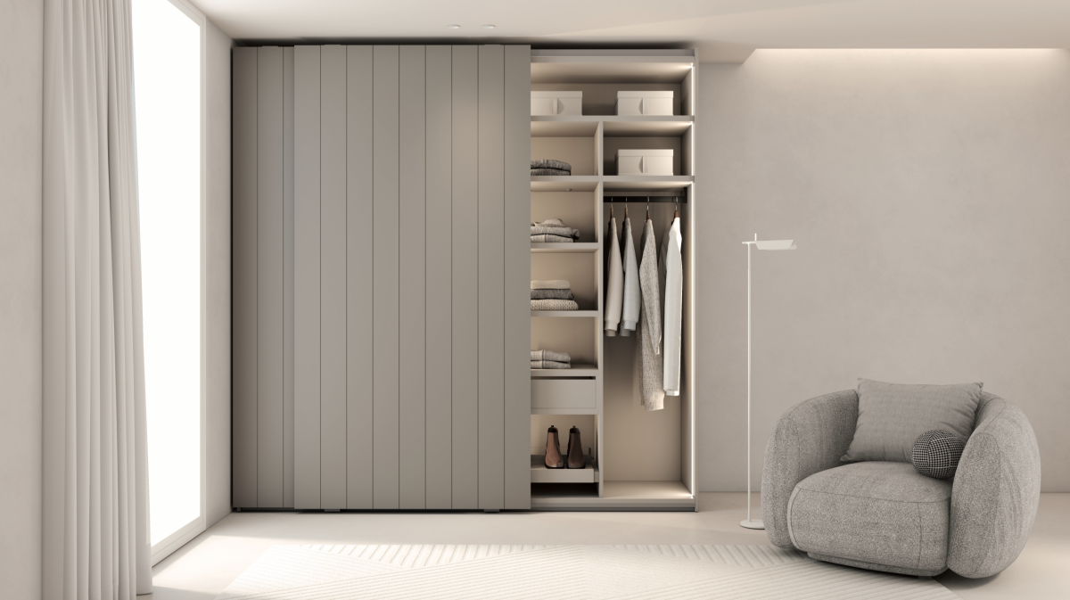 Armari de portes corredisses Pic V amb línies verticals-