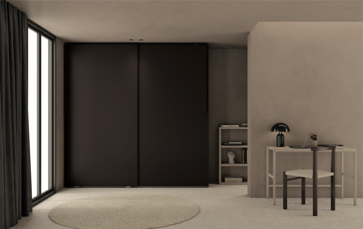 Armari de portes corredisses color brownie-