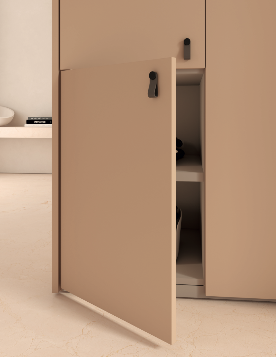 Armari portes llises tirador pell -