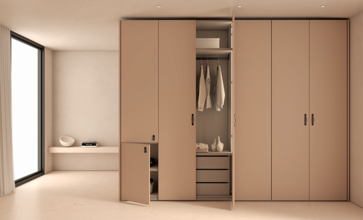 Armari portes llises tirador pell - habitació