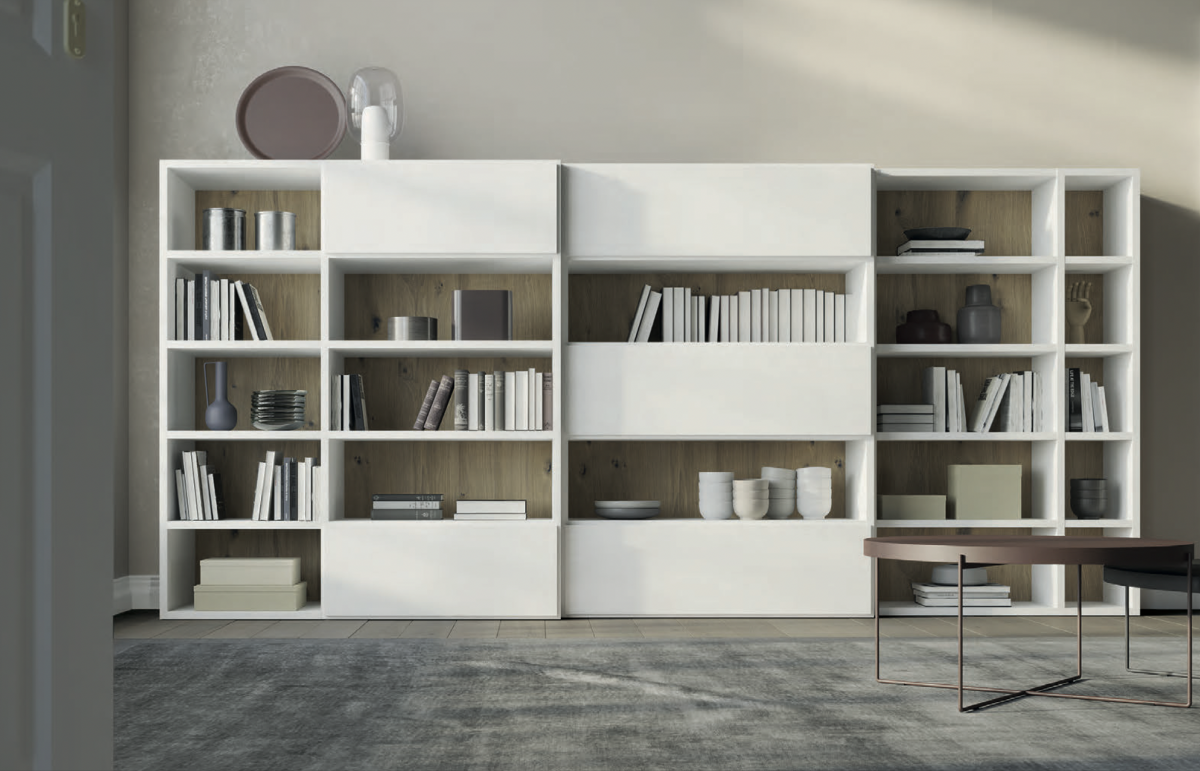 Llibreria Book Shelves amb trassera acabada en Roure Rústic