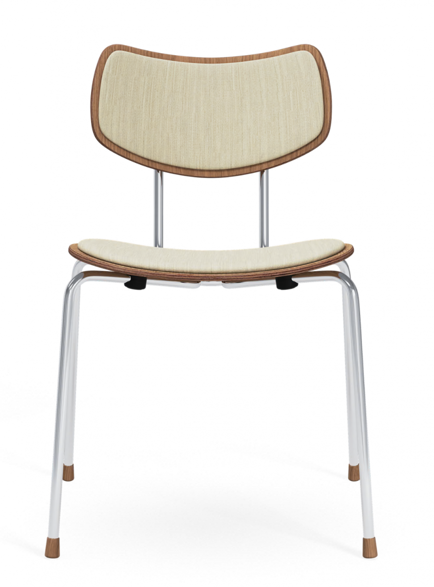 Cadira Vega VLA26P de Carl Hansen, apilable i entapissada. Fusta de roure FSC™ i base metàl·lica. Estil escandinau amb gran confort.