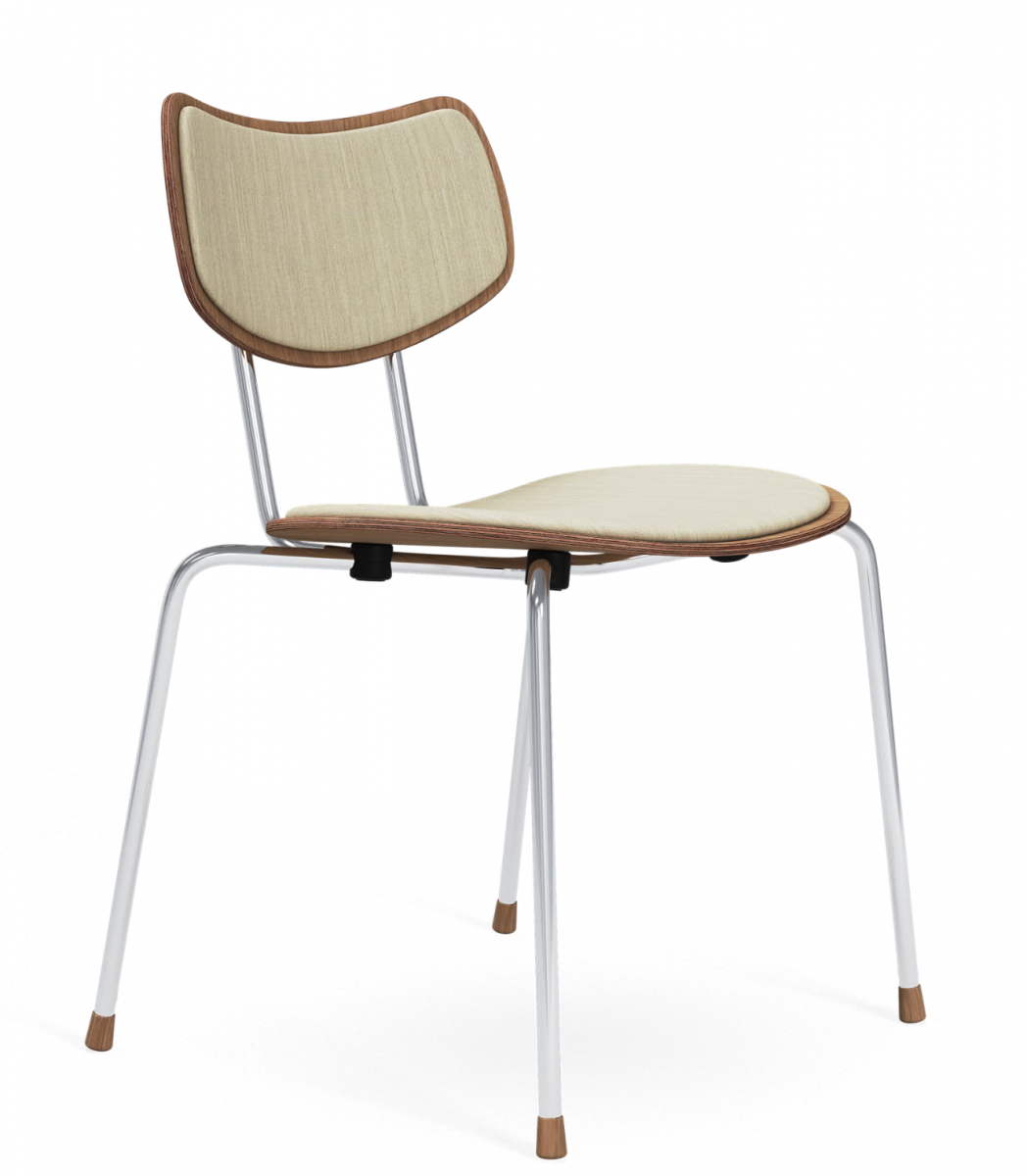 Cadira Vega VLA26P de Carl Hansen, apilable i entapissada. Fusta de roure FSC™ i base metàl·lica. Estil escandinau amb gran confort.